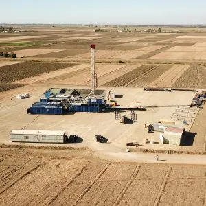 Aerial view of an industrial gas installation construction site by FPS Maroc