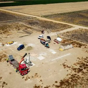Aerial view of an industrial gas storage and distribution platform